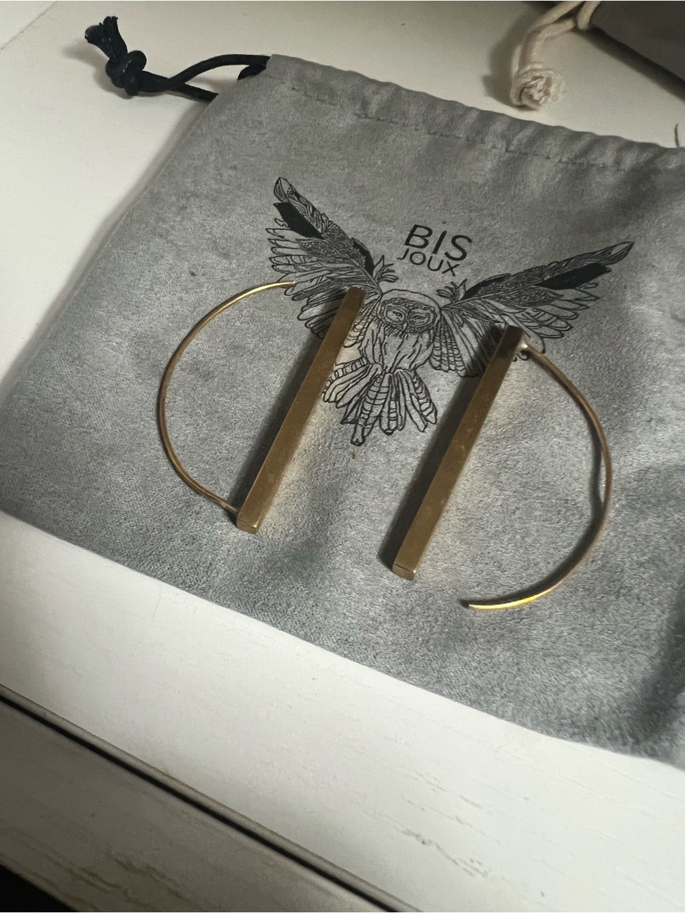 Bis Joux Brass Half Moon Bar Hoop Earrings